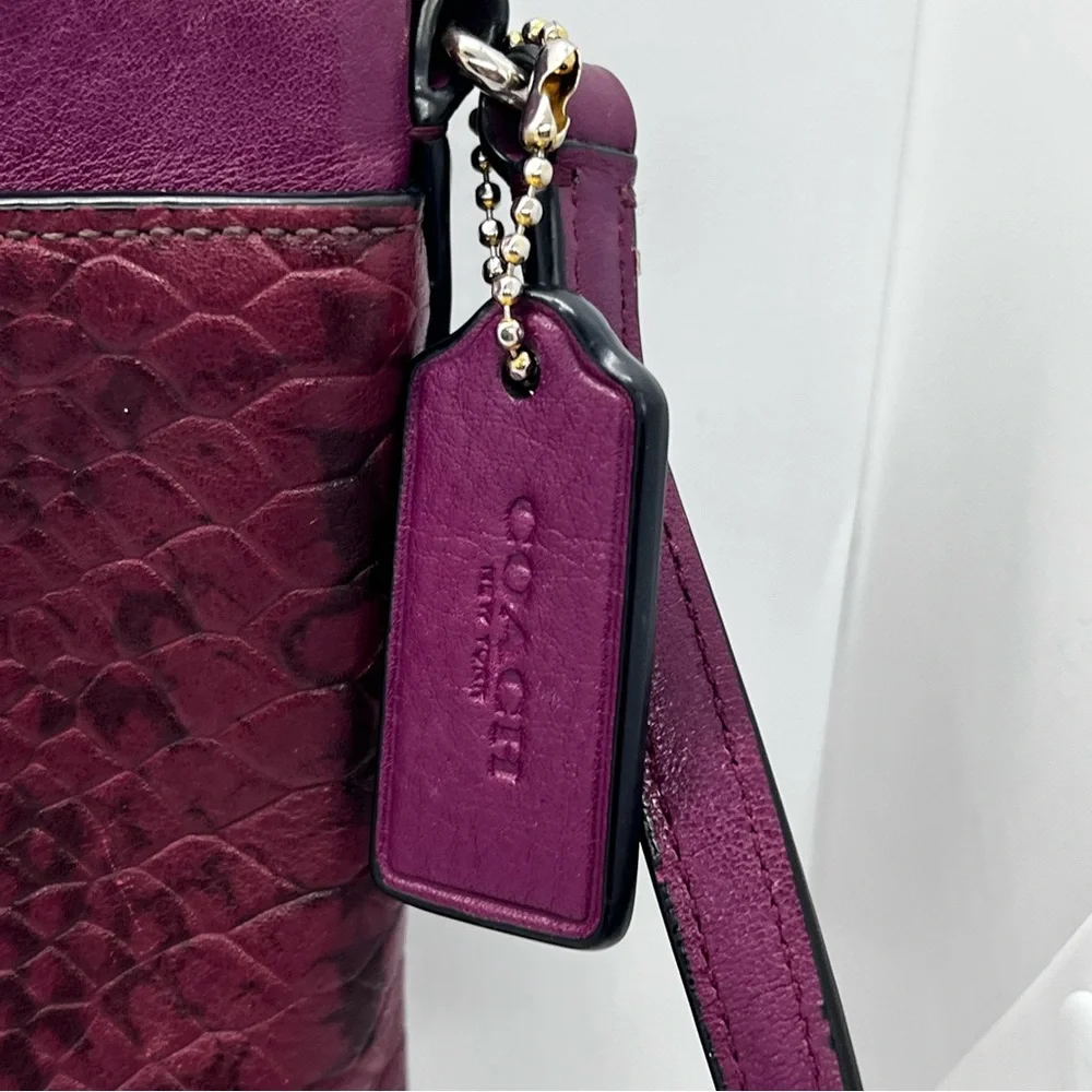 COACH Journal Crossbody In Colorblock Exotic Embossed Leather EUC - Picture 4 of 16
